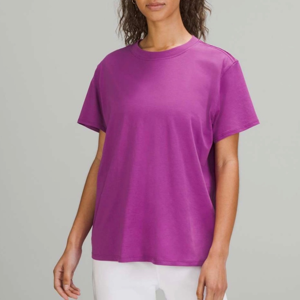 Lululemon All Yours Cotton T-Shirt In Vivid Plum Size 8